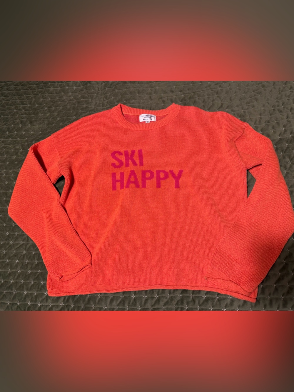 Kids Red 'Ski Happy' Crewneck Sweater